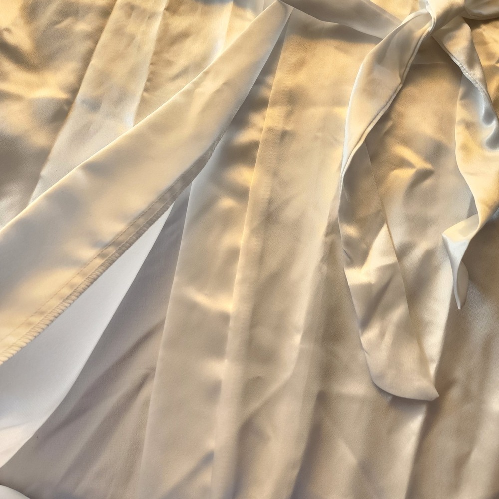 California Dynasty Robe Womens White Lace‎ Collar Bridal Wedding Satin Vintage - Picture 8 of 10